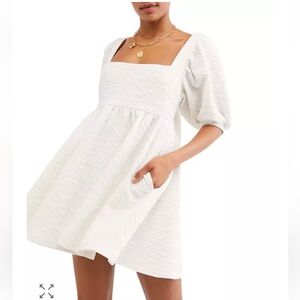 Free People Violet Puff Sleeve Mini Dress NWT